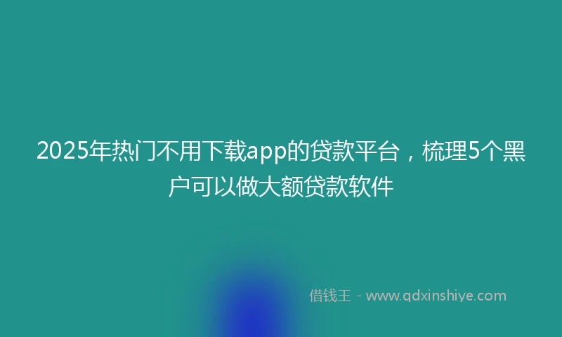 2025年热门不用下载app的贷款平台，梳理5个黑户可以做大额贷款软件