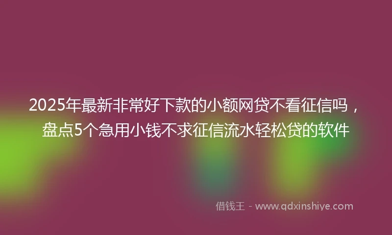 2025年最新非常好下款的小额网贷不看征信吗，盘点5个急用小钱不求征信流水轻松贷的软件