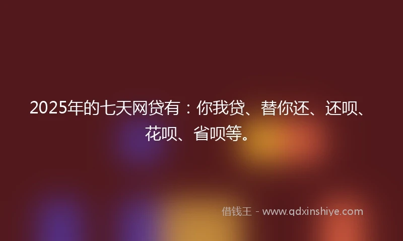 2025年的七天网贷有：你我贷、替你还、还呗、花呗、省呗等。