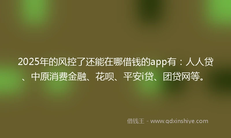 2025年的风控了还能在哪借钱的app有：人人贷、中原消费金融、花呗、平安i贷、团贷网等。