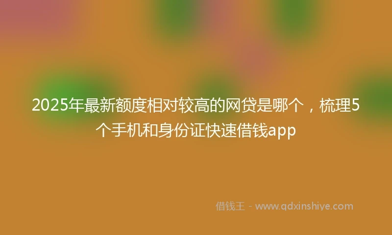 2025年最新额度相对较高的网贷是哪个，梳理5个手机和身份证快速借钱app