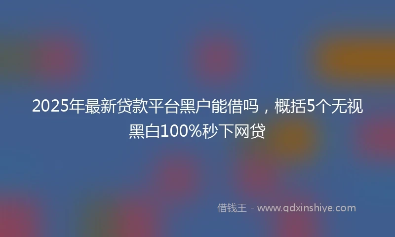 2025年最新贷款平台黑户能借吗，概括5个无视黑白100%秒下网贷