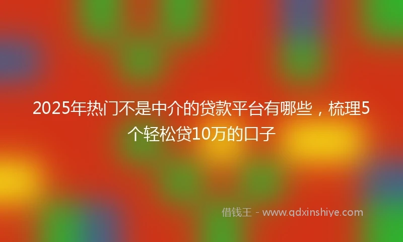2025年热门不是中介的贷款平台有哪些，梳理5个轻松贷10万的口子