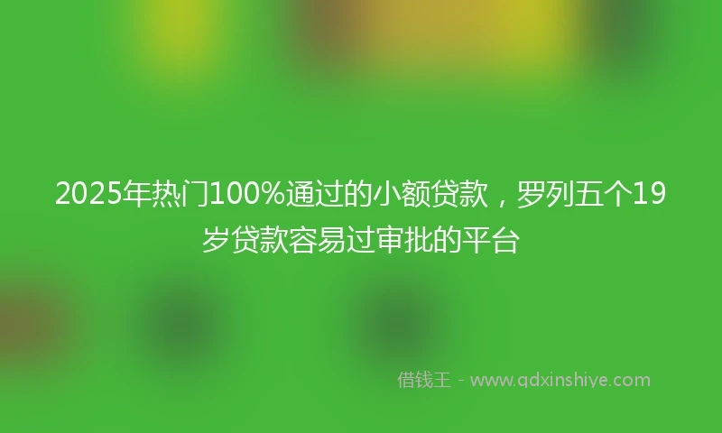 2025年热门100%通过的小额贷款，罗列五个19岁贷款容易过审批的平台