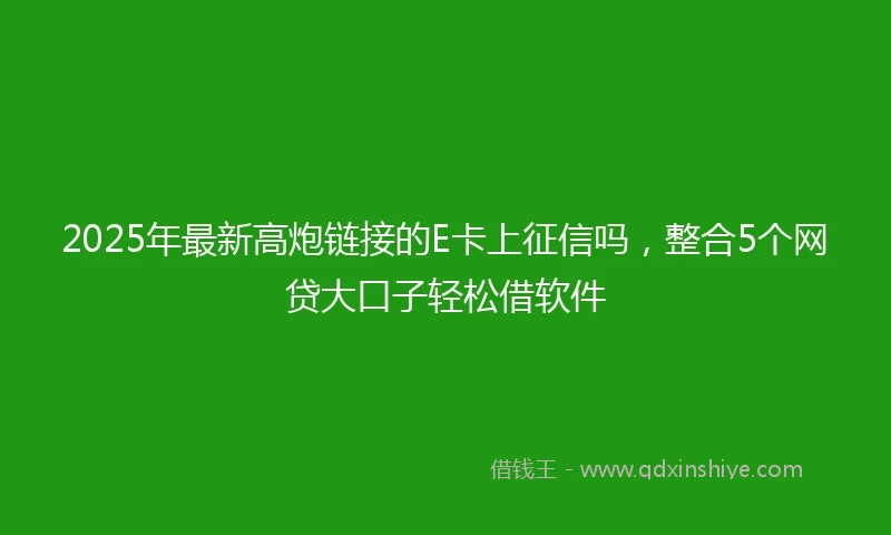 2025年最新高炮链接的E卡上征信吗，整合5个网贷大口子轻松借软件