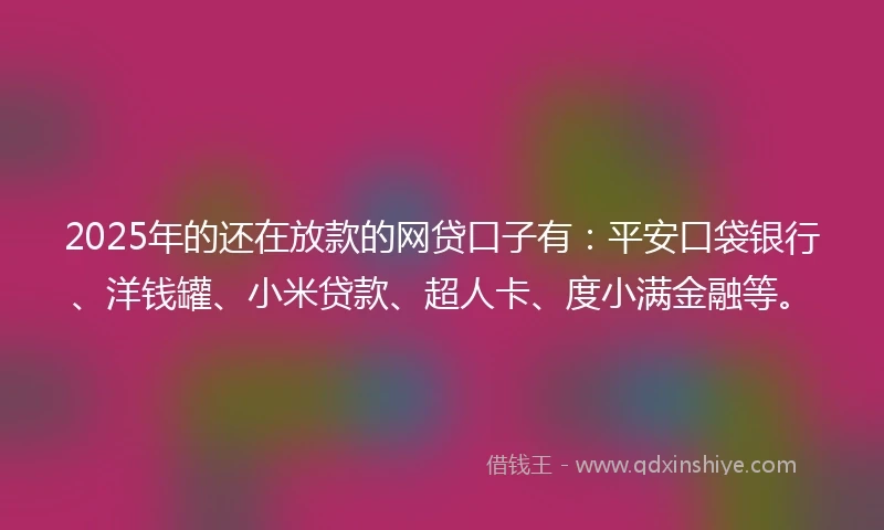 2025年的还在放款的网贷口子有：平安口袋银行、洋钱罐、小米贷款、超人卡、度小满金融等。