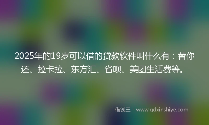 2025年的19岁可以借的贷款软件叫什么有：替你还、拉卡拉、东方汇、省呗、美团生活费等。