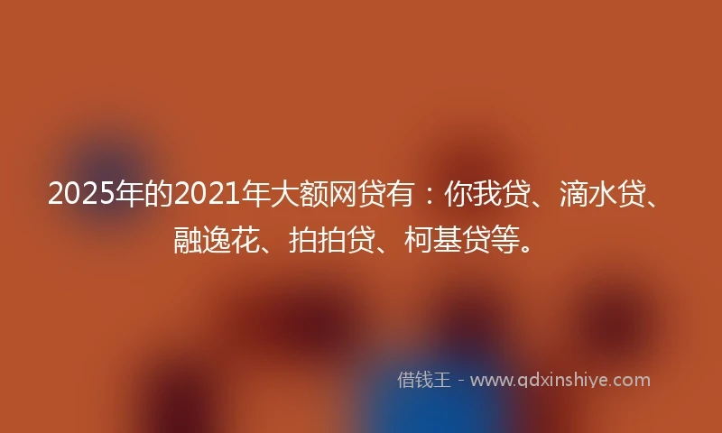 2025年的2021年大额网贷有：你我贷、滴水贷、融逸花、拍拍贷、柯基贷等。