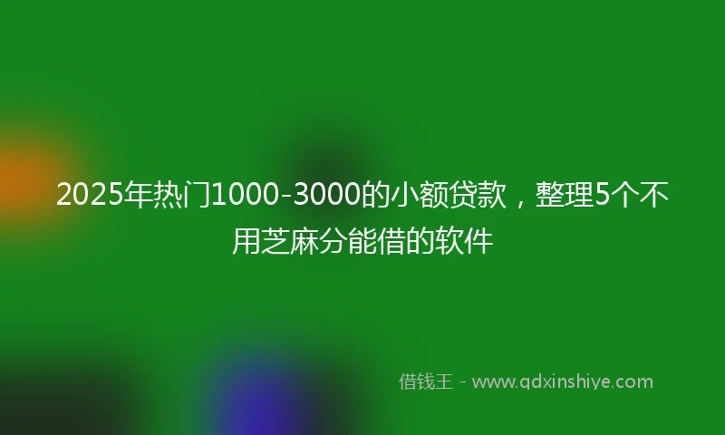 2025年热门1000-3000的小额贷款，整理5个不用芝麻分能借的软件