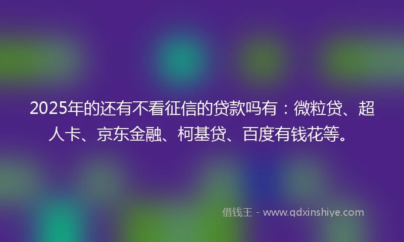 2025年的还有不看征信的贷款吗有：微粒贷、超人卡、京东金融、柯基贷、百度有钱花等。