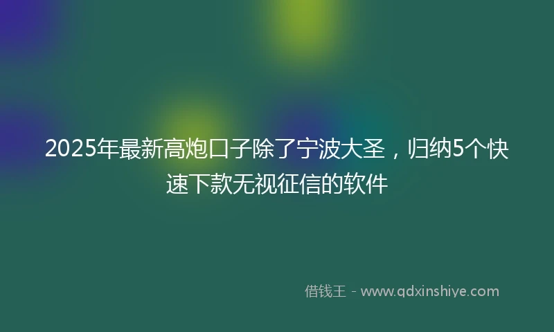 2025年最新高炮口子除了宁波大圣，归纳5个快速下款无视征信的软件