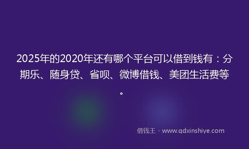 2025年的2020年还有哪个平台可以借到钱有：分期乐、随身贷、省呗、微博借钱、美团生活费等。