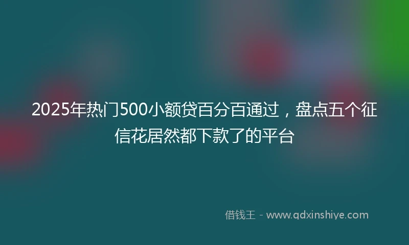2025年热门500小额贷百分百通过，盘点五个征信花居然都下款了的平台