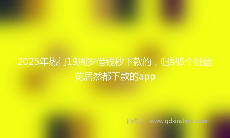 2025年热门19周岁借钱秒下款的，归纳5个征信花居然都下款的app