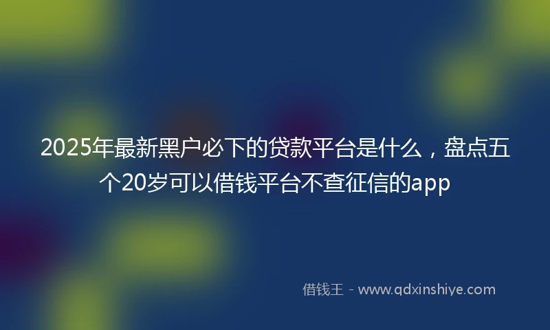 2025年最新黑户必下的贷款平台是什么，盘点五个20岁可以借钱平台不查征信的app