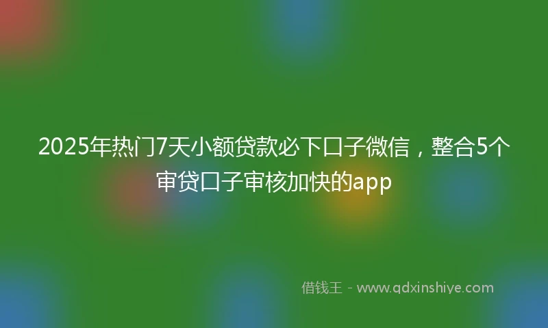 2025年热门7天小额贷款必下口子微信，整合5个审贷口子审核加快的app