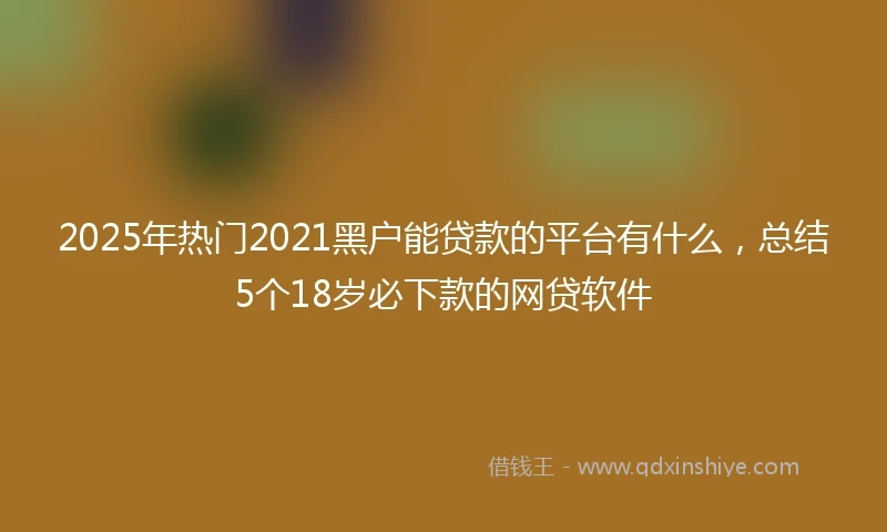 2025年热门2021黑户能贷款的平台有什么，总结5个18岁必下款的网贷软件