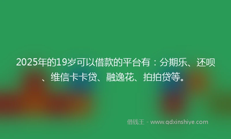 2025年的19岁可以借款的平台有：分期乐、还呗、维信卡卡贷、融逸花、拍拍贷等。
