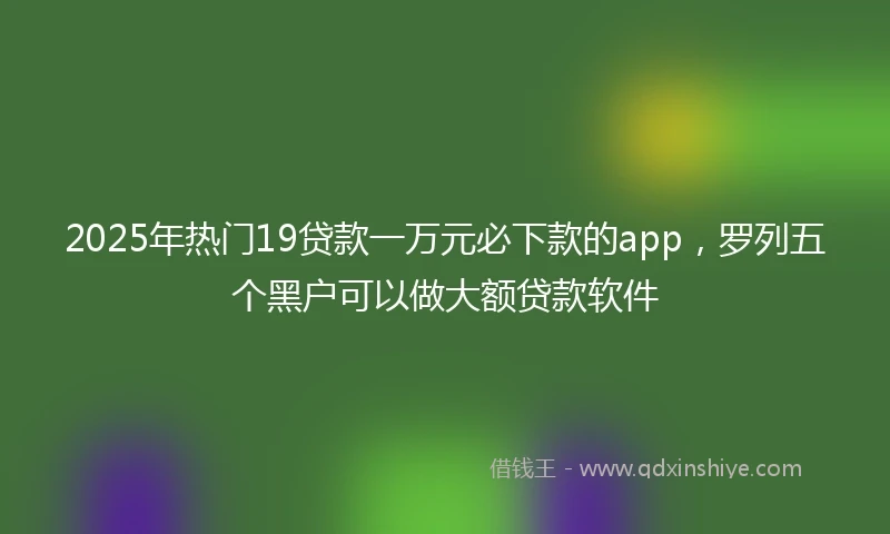 2025年热门19贷款一万元必下款的app，罗列五个黑户可以做大额贷款软件