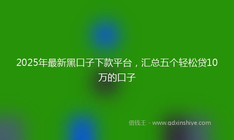 2025年最新黑口子下款平台，汇总五个轻松贷10万的口子