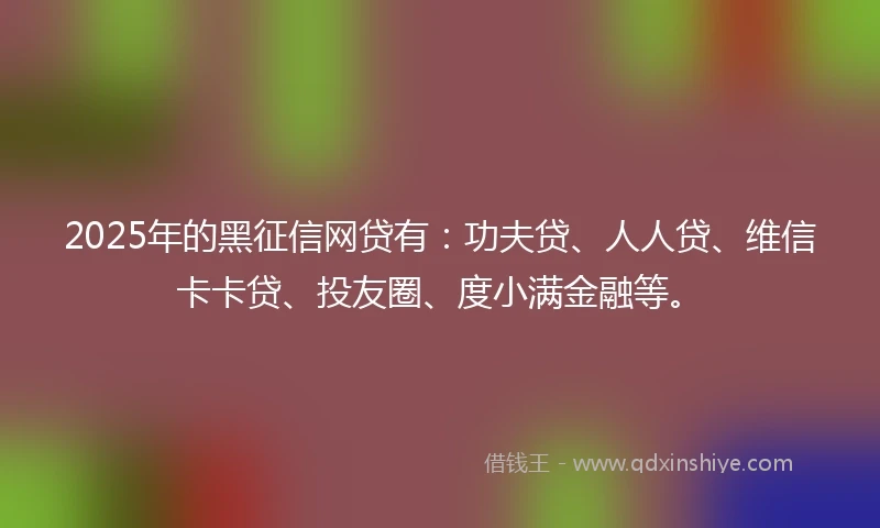 2025年的黑征信网贷有：功夫贷、人人贷、维信卡卡贷、投友圈、度小满金融等。