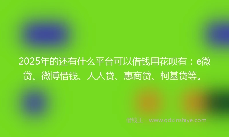 2025年的还有什么平台可以借钱用花呗有：e微贷、微博借钱、人人贷、惠商贷、柯基贷等。