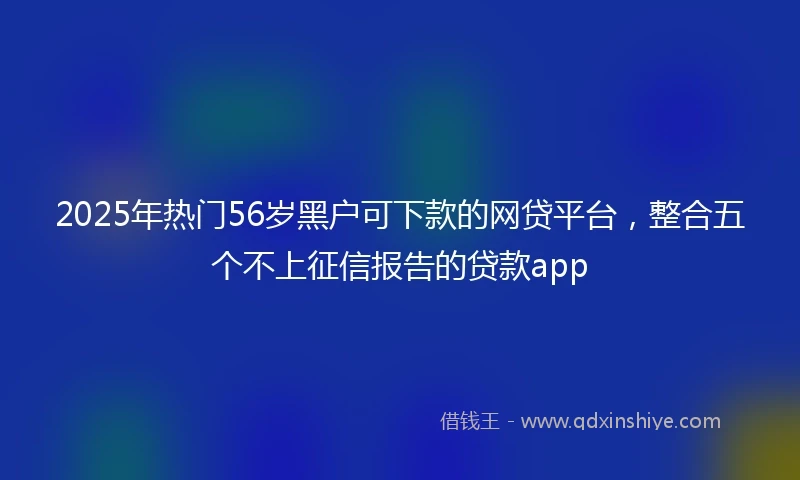 2025年热门56岁黑户可下款的网贷平台，整合五个不上征信报告的贷款app