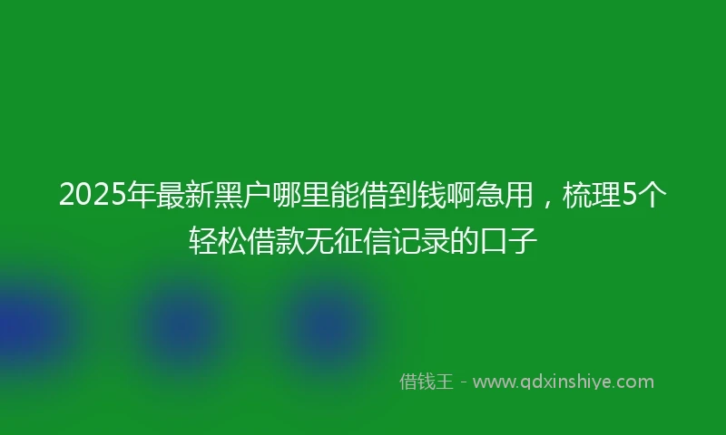 2025年最新黑户哪里能借到钱啊急用，梳理5个轻松借款无征信记录的口子