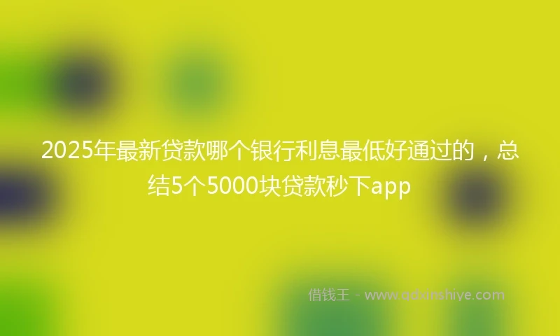 2025年最新贷款哪个银行利息最低好通过的，总结5个5000块贷款秒下app