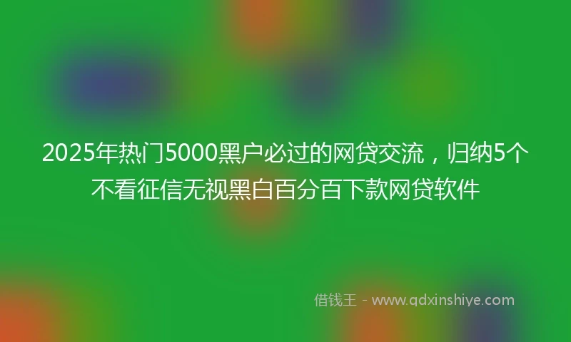 2025年热门5000黑户必过的网贷交流，归纳5个不看征信无视黑白百分百下款网贷软件