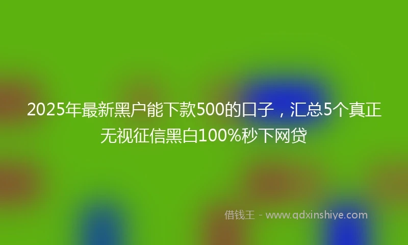2025年最新黑户能下款500的口子，汇总5个真正无视征信黑白100%秒下网贷