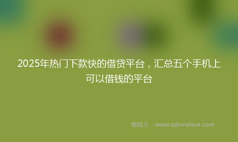 2025年热门下款快的借贷平台，汇总五个手机上可以借钱的平台