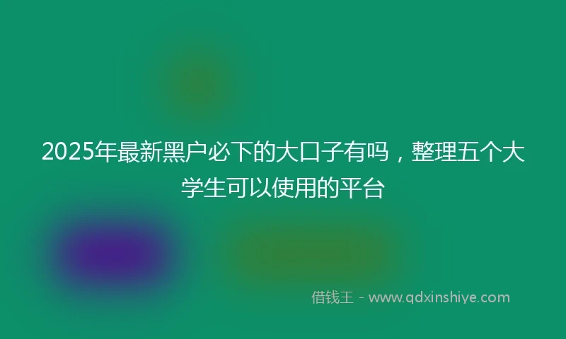 2025年最新黑户必下的大口子有吗，整理五个大学生可以使用的平台
