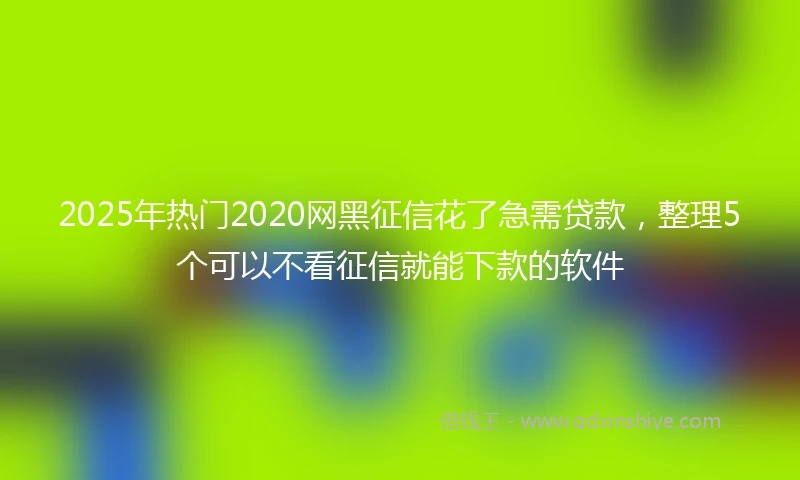 2025年热门2020网黑征信花了急需贷款，整理5个可以不看征信就能下款的软件