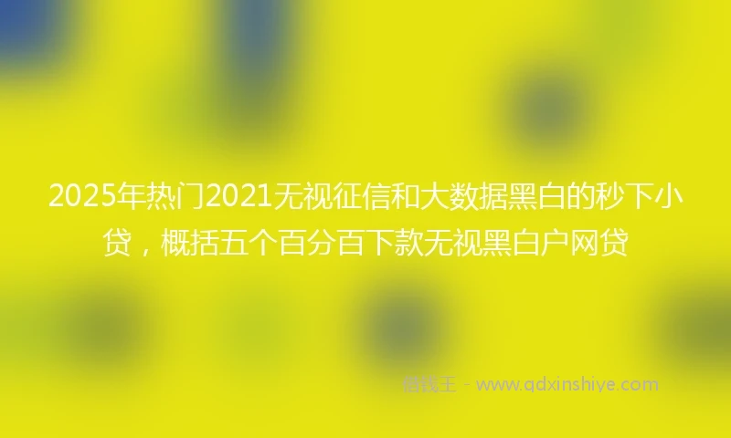 2025年热门2021无视征信和大数据黑白的秒下小贷，概括五个百分百下款无视黑白户网贷
