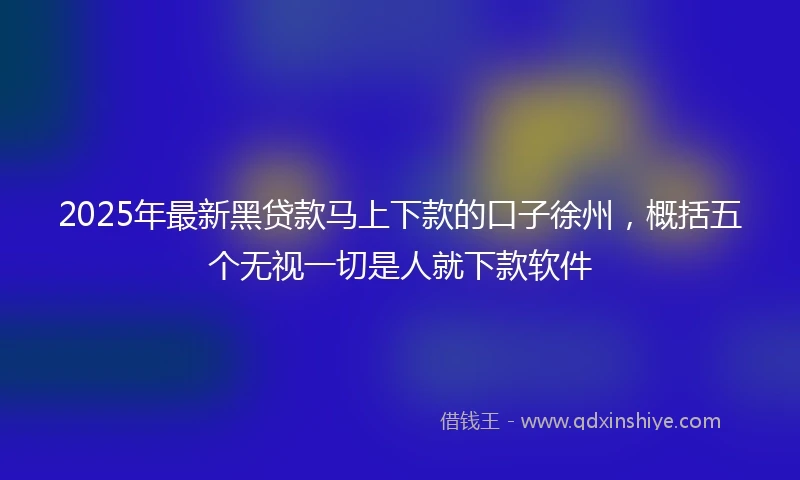 2025年最新黑贷款马上下款的口子徐州，概括五个无视一切是人就下款软件