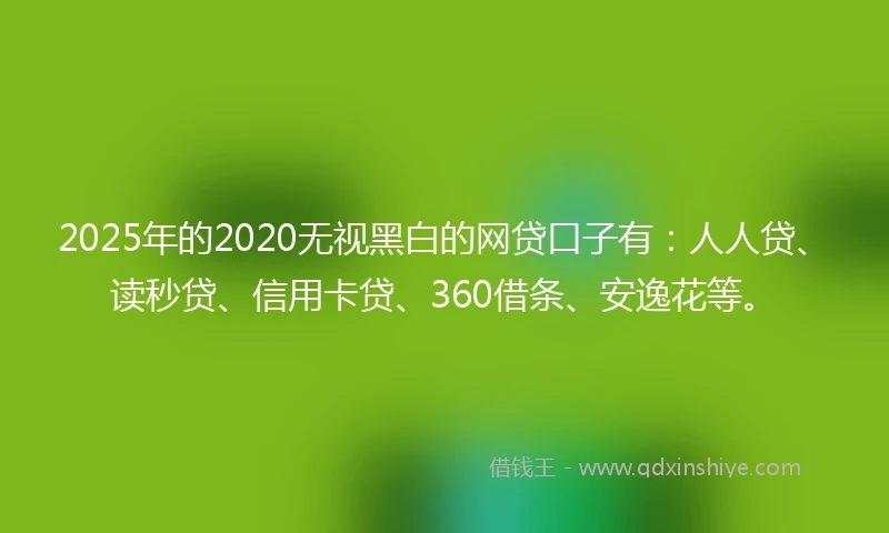2025年的2020无视黑白的网贷口子有：人人贷、读秒贷、信用卡贷、360借条、安逸花等。