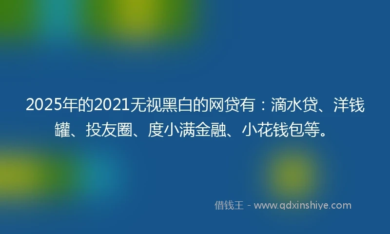 2025年的2021无视黑白的网贷有：滴水贷、洋钱罐、投友圈、度小满金融、小花钱包等。