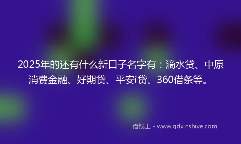 2025年的还有什么新口子名字有：滴水贷、中原消费金融、好期贷、平安i贷、360借条等。
