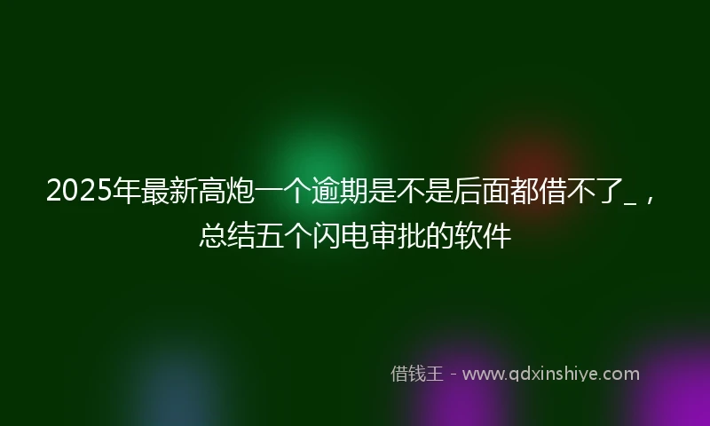 2025年最新高炮一个逾期是不是后面都借不了_，总结五个闪电审批的软件