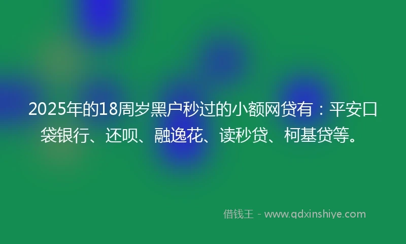 2025年的18周岁黑户秒过的小额网贷有：平安口袋银行、还呗、融逸花、读秒贷、柯基贷等。
