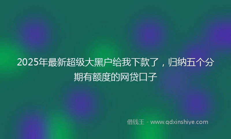 2025年最新超级大黑户给我下款了，归纳五个分期有额度的网贷口子