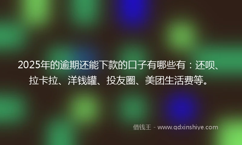 2025年的逾期还能下款的口子有哪些有：还呗、拉卡拉、洋钱罐、投友圈、美团生活费等。