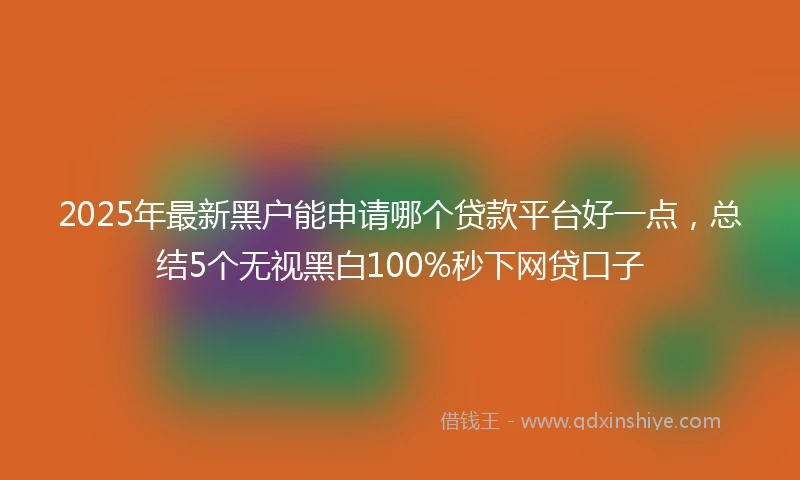 2025年最新黑户能申请哪个贷款平台好一点，总结5个无视黑白100%秒下网贷口子