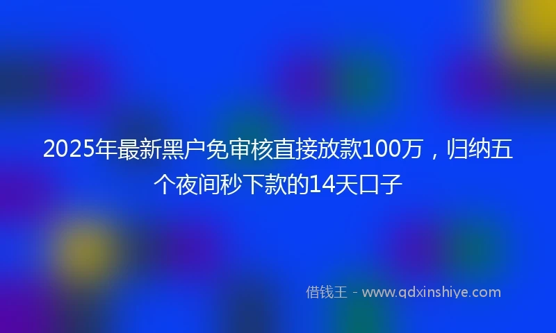 2025年最新黑户免审核直接放款100万，归纳五个夜间秒下款的14天口子