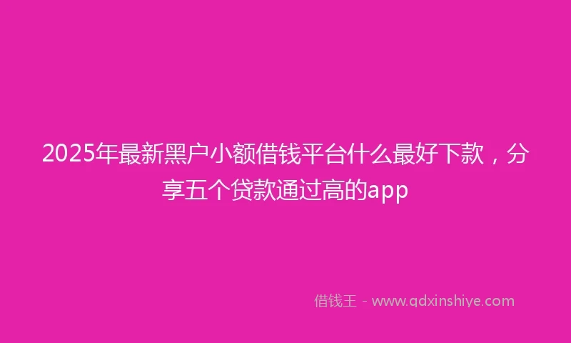 2025年最新黑户小额借钱平台什么最好下款，分享五个贷款通过高的app