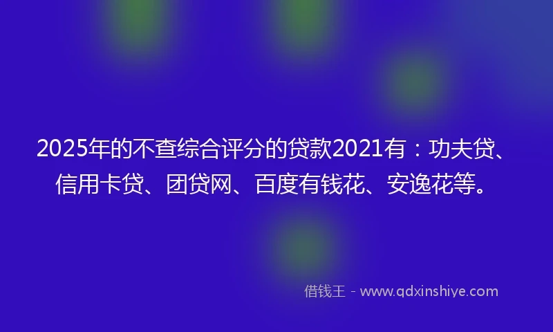 2025年的不查综合评分的贷款2021有：功夫贷、信用卡贷、团贷网、百度有钱花、安逸花等。