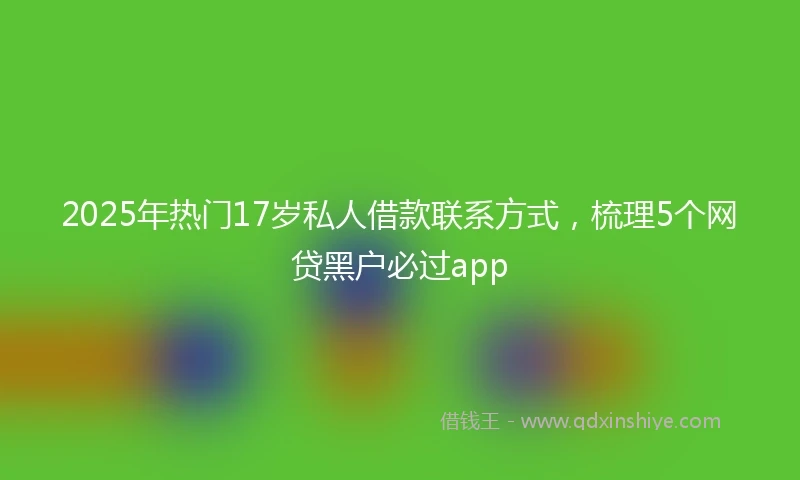2025年热门17岁私人借款联系方式，梳理5个网贷黑户必过app