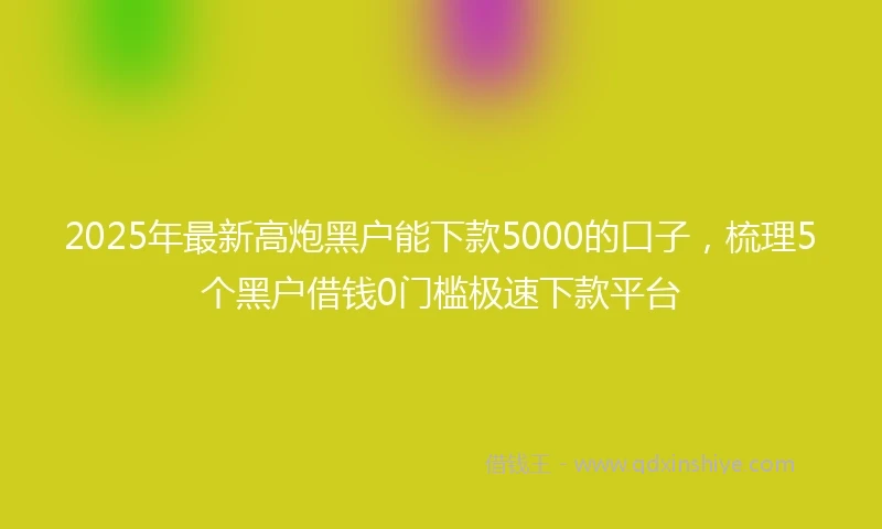 2025年最新高炮黑户能下款5000的口子，梳理5个黑户借钱0门槛极速下款平台