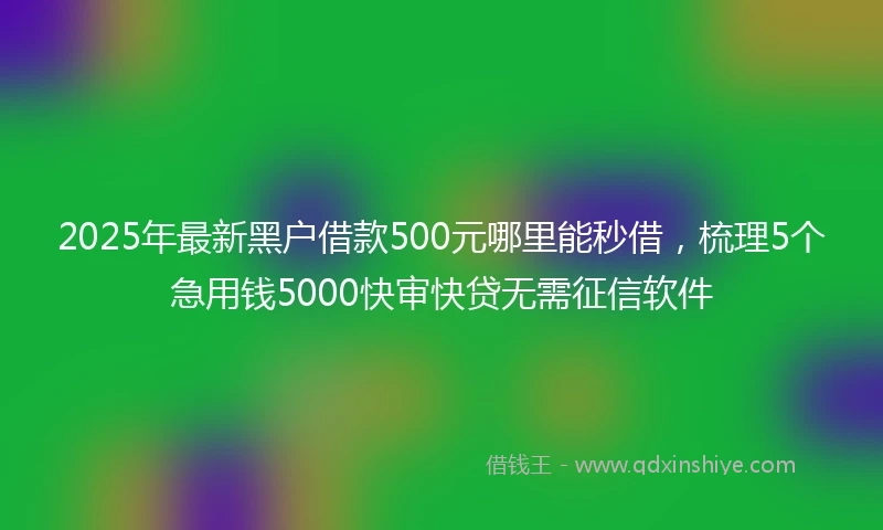 2025年最新黑户借款500元哪里能秒借，梳理5个急用钱5000快审快贷无需征信软件